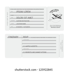 Vintage boarding pass stylized wedding invitation