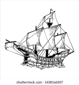 Vintage boat logo with calssic style , white background