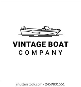 Vintage boat logo with minimalist line style design