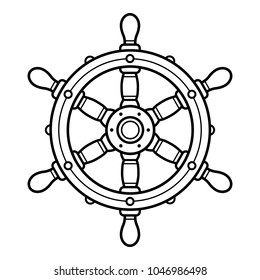 Vintage boat steering wheel or rudder - vector illustration