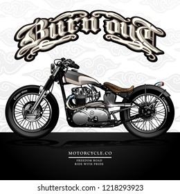 vintage bobber custom motorcycle illustration