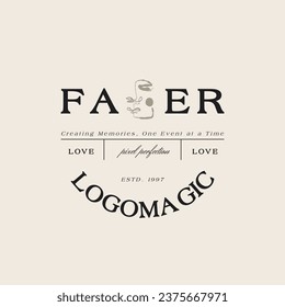 Vintage Boho Flower logo template illustration for branding