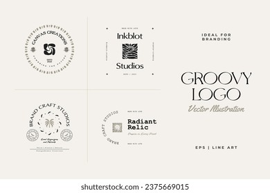 Vintage Boho Flower logo template illustration for branding