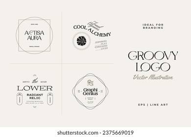 Vintage Boho Flower logo template illustration for branding