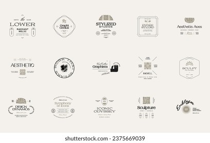 Vintage Boho Flower logo template illustration for branding