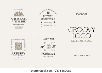 Vintage Boho Flower logo template illustration for branding
