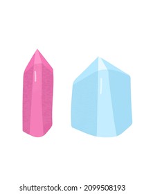 Vintage boho set with crystals hand drawn.Modern vector illustration isolated on white background
