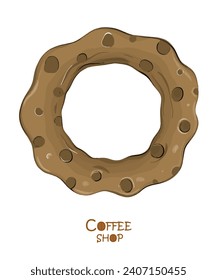 Vintage boho style. Coffee pastel colors. Сhocolate chip cookies. Elements for creating comfort. Postcard, tag, sticker, logo.