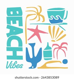 Vintage boho summer beach design, Summer paradise t-shirt design, Colorful summer beach poster, Aesthetic bohemian summer