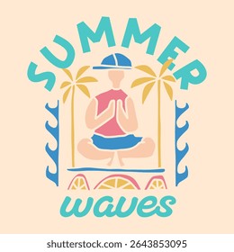 Vintage boho summer beach design, Summer paradise t-shirt design, Colorful summer beach poster, Aesthetic bohemian summer