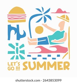 Vintage boho summer beach design, Summer paradise t-shirt design, Colorful summer beach poster, Aesthetic bohemian summer