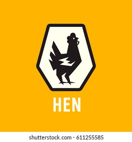 Vintage Bold Hen Badge Emblem Logo Design. Retro Iconic Chicken Vector Illustration. Premium quality graphics. Simple but Expressive Graphic Mark.