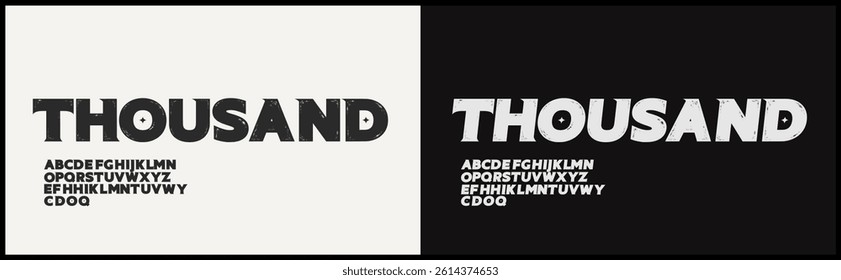 Vintage bold vector font. Alphabet uppercase with variation. Rough and texture typography.