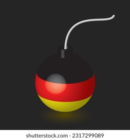 vintage bomb, german flag, vector illustration 