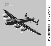 Vintage bomber vector illustartion. WW2 heavy military aircraft. Legendary retro airplane