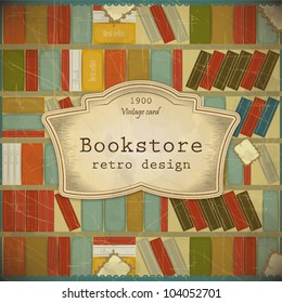 Vintage Book Background in scrapbooking style - Bookcase Vector Background - Grunge style