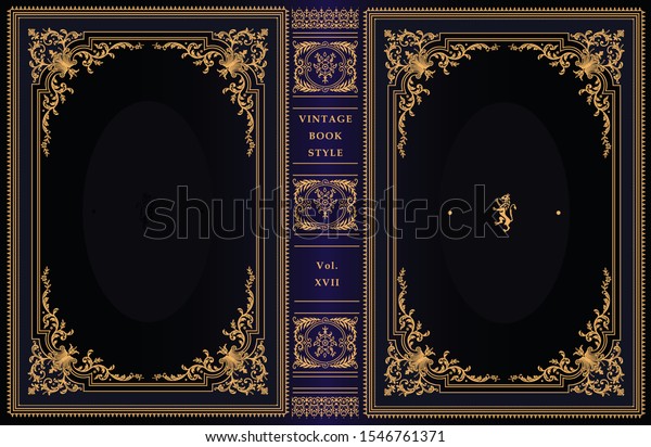 Vintage book cover design. Classic ornament.\
Royal style design. Golden\
frames.