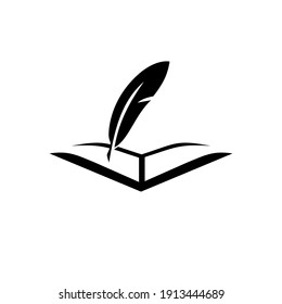 Vintage Book And Feather Pen Logo Symbol