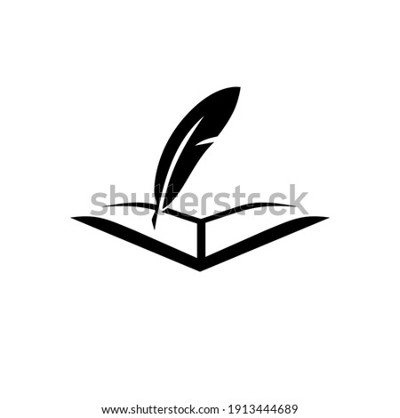 Vintage Book and Feather Pen Logo Symbol