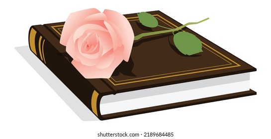 Un libro vintage con una flor