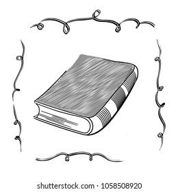 vintage book in frame