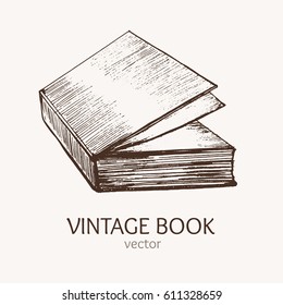 Vintage Book Hand Draw Sketch Card Retro Style Culture Leisure. Vector illustration