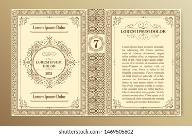 Vintage book layouts and design - covers and pages, classical rich frames, dividers, corners, borders, luxury ornaments and decorations, beautiful pages templates for creative design.