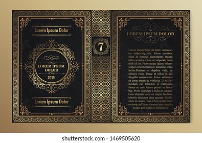 Vintage book layouts and design - covers and pages, classical rich frames, dividers, corners, borders, luxury ornaments and decorations, beautiful pages templates for creative design.