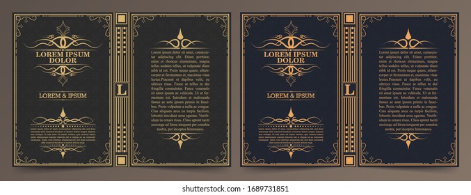 Vintage book layouts and design - covers and pages, classical rich frames, dividers, corners, borders, luxury ornaments and decorations, beautiful pages templates for creative design.	