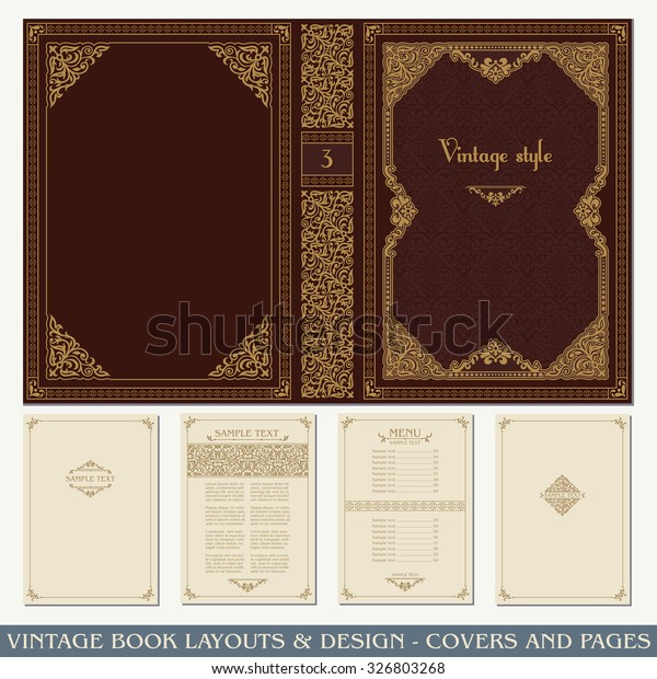 Vintage\
book layouts and design - covers and pages, classical rich frames,\
dividers, corners, borders, luxury ornaments and decorations,\
beautiful pages templates for creative\
design