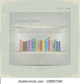 Vintage bookcase vector web design