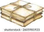 Vintage Books Stack Watercolor  vector illustration