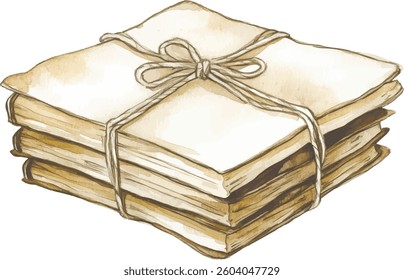 Vintage Books Stack Watercolor  vector illustration
