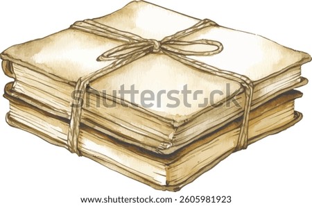 Vintage Books Stack Watercolor  vector illustration