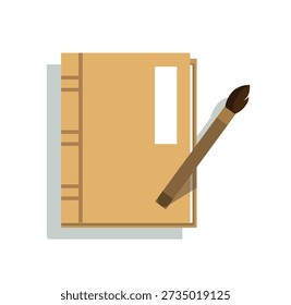 Vintage Books and Writing Brush vector illustration