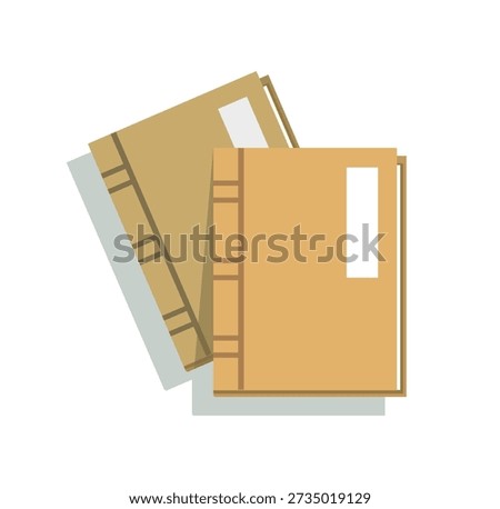 Vintage Books and Writing Brush vector illustration