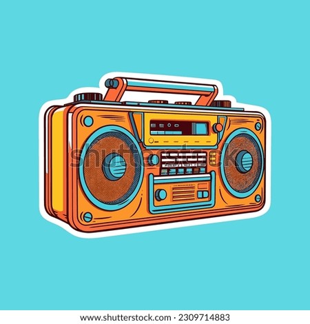Vintage Boom Box Player Sticker