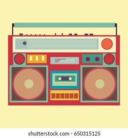 Vintage boombox banner vector illustration colorful retro