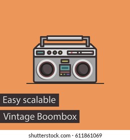 Vintage Boombox Flat Style Vector Icon. Easy Scalable.