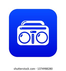 Vintage boombox icon blue vector isolated on white background