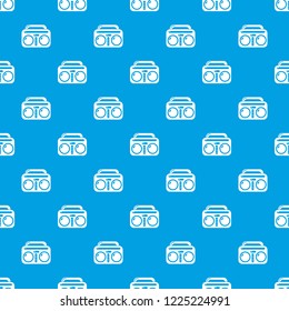 Vintage boombox pattern vector seamless blue repeat for any use