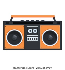 Vintage boombox is playing music, bringing back the nostalgic sound of the 80s