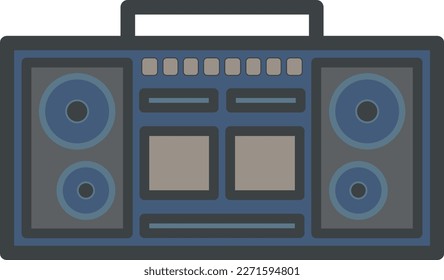 Vintage boombox radio icon with flat style for nostalgia design. Graphic resource of old style music audio sound system. Vector illustration of electronic device for music accesoris with retro style