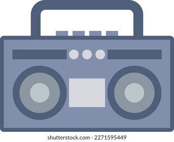 Vintage boombox radio icon with flat style for nostalgia design. Graphic resource of old style music audio sound system. Vector illustration of electronic device for music accesoris with retro style