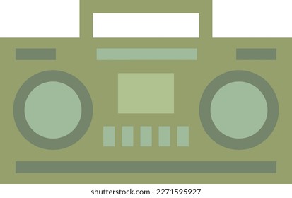 Vintage boombox radio icon with flat style for nostalgia design. Graphic resource of old style music audio sound system. Vector illustration of electronic device for music accesoris with retro style