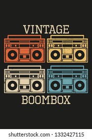 vintage boombox retro style distressed music poster