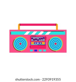 Vintage boombox in trendy style isolated on a white background. 80s-90s concept.