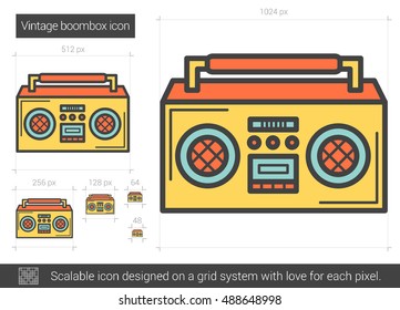 Vintage boombox vector line icon isolated on white background. Vintage boombox line icon for infographic, website or app. Scalable icon designed on a grid system.