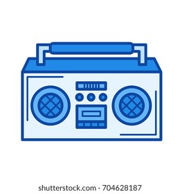 Vintage boombox vector line icon isolated on white background. Vintage boombox line icon for infographic, website or app. Blue icon designed on a grid system.