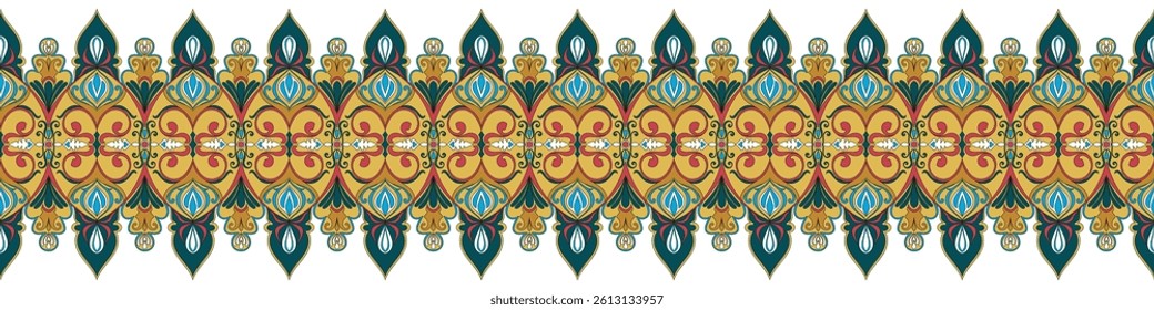 Vintage border, abstract floral frame, carpet element